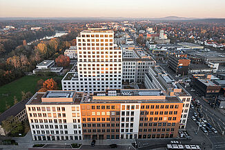 Luftaufnahme des Seetor City Campus in Nürnberg.